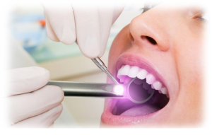 A woman having a dental examination.