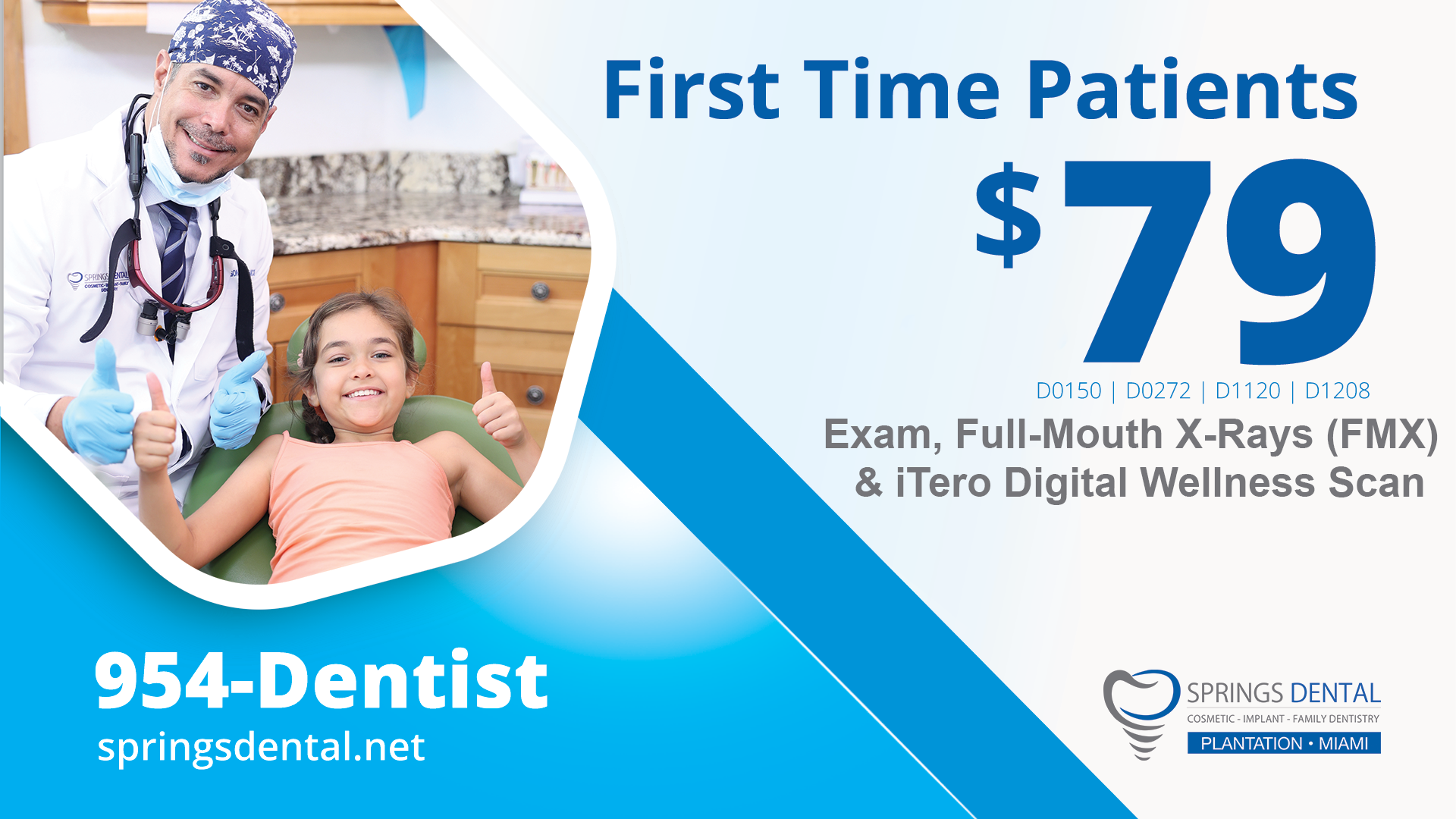 First time dental exam promotion at Springs Dental in Miami Springs, FL
